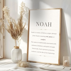 Noah Name Meaning Wall Art, Nursery Decor, Baby Poster, Babyshower Gift, Birthday Gift image 1