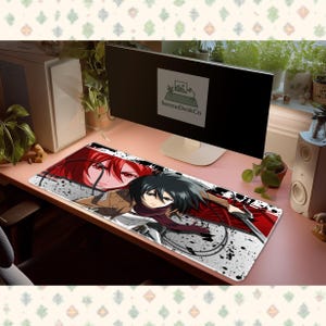 Mikasa Ackerman Muismat Attack on Titan Bureaumat Anime Gaming Mousepad AOT Scout Regiment Red Aesthetic