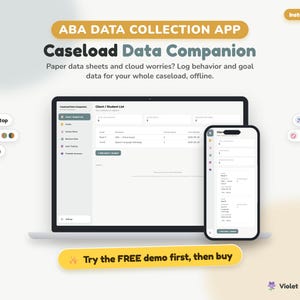 ABA Data Collection App, Caseload Data Companion, Behavior Data Tracker, IEP Goal Tracker, Session Notes, Progress Monitoring, Phone App
