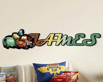 Personalized Race Car Name Sign, Boy Room Decor, Custom Wooden Kids Name Sign