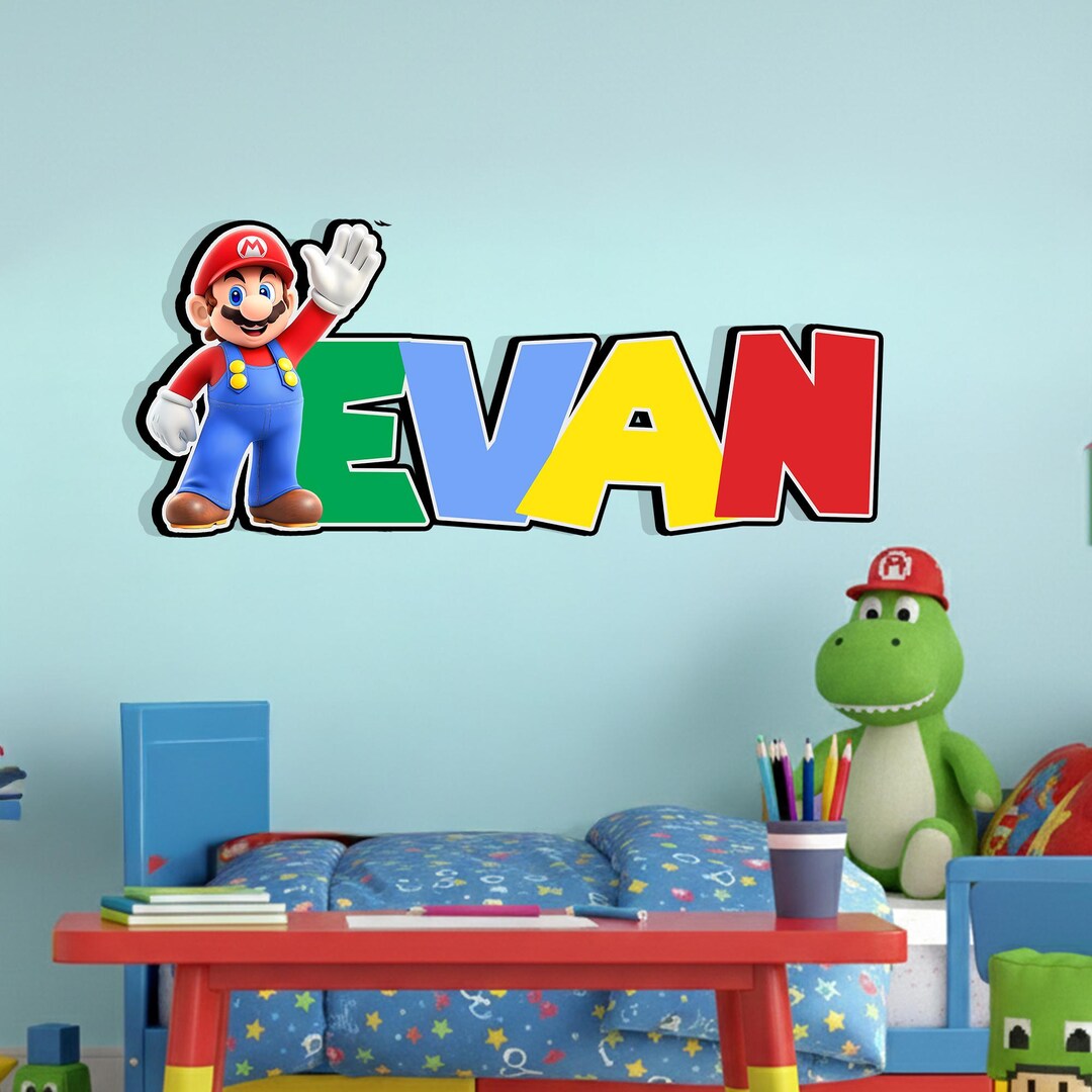 Super Mario Luigi Custom Kids Baby Nursery Room Door Decor Wooden Wall ...