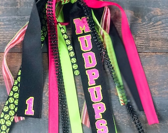 Personalized Softball Hair Ribbon – Team Colors, Player Name
