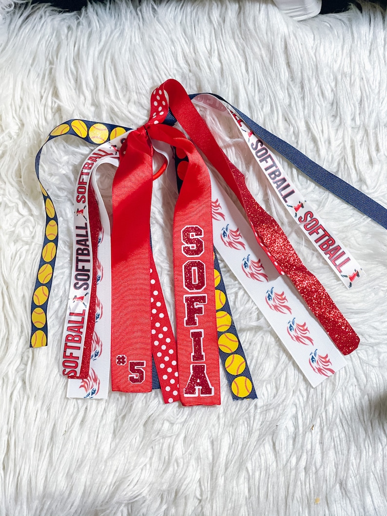 Softball Hair Ribbons Personalized Team Ribbons Track Hair Etsy