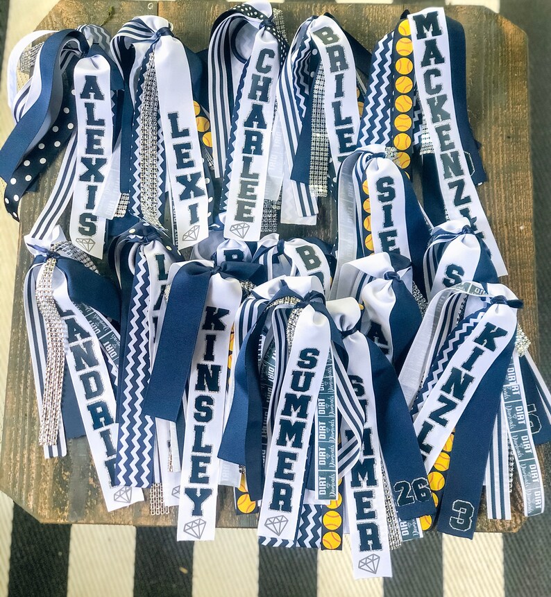 Softball Hair Ribbons Personalized Team Ribbons Track Hair Etsy