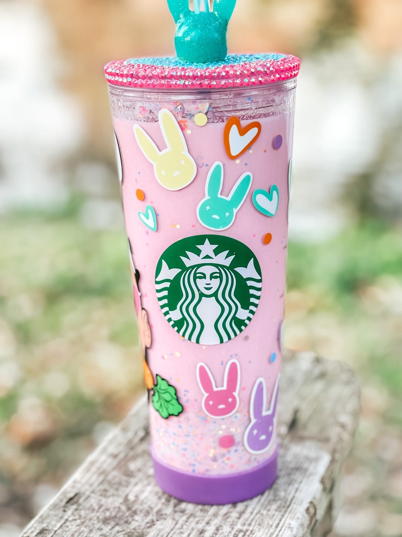 Bad Bunny Easter Snow Globe Starbucks Bad Bunny Tumbler Etsy