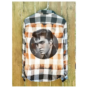 Bleached Distressed Flannels | Hand Dipped Bleach Shirt |  Top Boho Grunge | Torn Shacket| Rustic Bridesmaid | Elvis | Presley