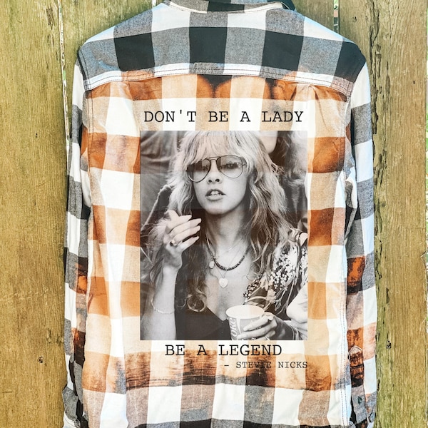 Stevie Nicks | Bleached long sleeve |  Distressed flannel | Bestie grift  | Tees | Mom Shirts | Christmas Bleached Shirt | Vintage flannel