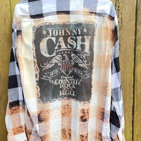 Bleached Distressed Flannels | Hand Dipped Bleach Shirt |  Top Boho Grunge | Torn Shacket| Rustic Bridesmaid | Johnny Cash