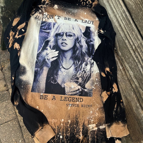 Stevie Nicks Bleached Long Sleeve | Distressed Vintage Tee
