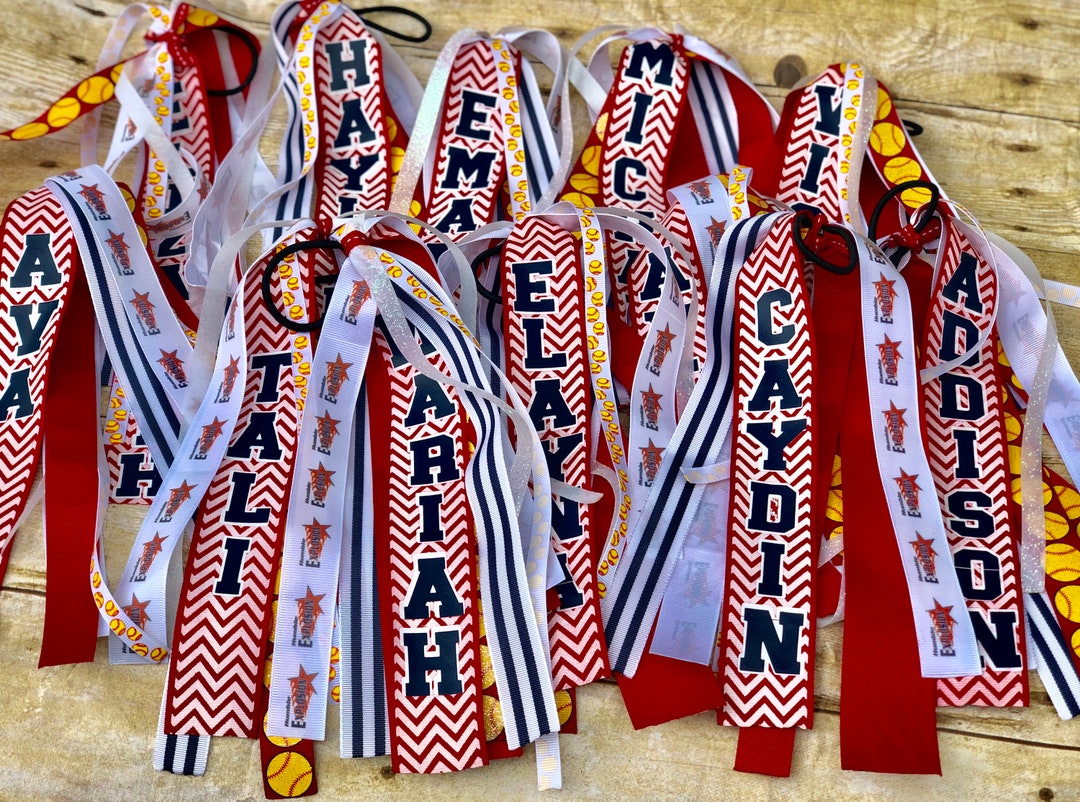 Softball Hair Ribbons Personalized Team Ribbons Track Hair Ribbons Soccer Hair Ribbion Team Logo