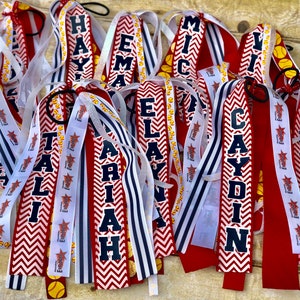 Softball Hair Ribbons -  Personalized Team Ribbons - Track  Hair Ribbons - Soccer Hair Ribbion-  Team Logo - Roller derby Hair Ribbons