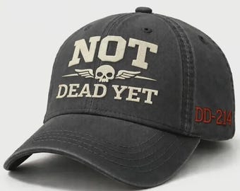 Not Dead Yet Hut, Lustige Skull Cap, Vintage Washed Dad Hut, Dark Humor Bestickte Cap, veteranischer Hut, sarkastische Geschenkidee