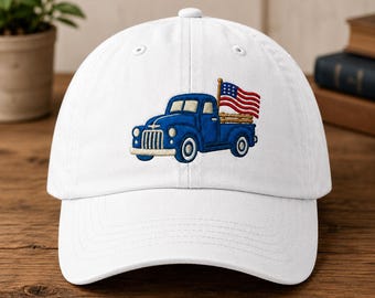 Gorra vintage azul con la bandera estadounidense, gorra patriótica bordada para papá, gorra de béisbol con la bandera estadounidense, regalo del 4 de julio, gorra para amantes de Estados Unidos.