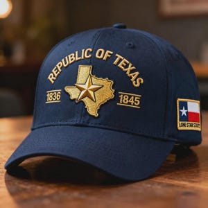 Custom Republic of Texas Embroidered Hat, Personalized Texas Baseball Cap, Custom Year Texas Hat, Texas Flag Patch Cap, Lone Star State Hat