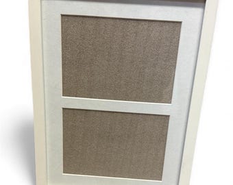 Marco de fotos blanco con doble paspartú – Capacidad para dos fotos – Estilo vintage