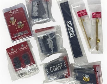 Lote de insignias de la Guardia Costera de EE. UU. Insignias de rango de vanguardia Cintas Dispositivos