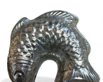 Molde vintage de pescado Rowoco: lata resistente sin costuras, molde para gelatina o repostería