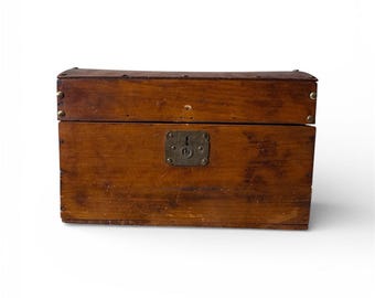 Baúl de madera antiguo estilo baúl sin llave 12x8 almacenamiento vintage