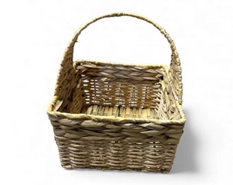 Cesta tejida con asas – Cesta de almacenamiento de fibra natural – Organizador rústico