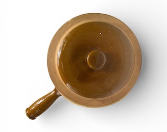 Sartén de cerámica Bondi Greek Spongeware con esmalte marrón de 11 pulgadas