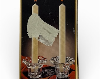 Juego de 2 portavelas de cristal Borgonovo, transparentes, en caja