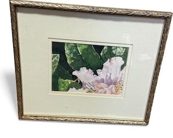 Lámina botánica floral enmarcada con marco vintage de pan de oro