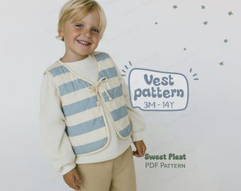Children's Vest Sewing Pattern For Kids Vest Pattern For Boys, Toddler Top PDF Pattern