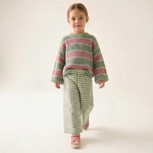 Cotton Pants Pattern For girls - Kid's Pants With Pockets Sewing Pattern For Woven Fabrics, PDF Patterns For Children, simple pants pattern for kids, linen pants pattern for children, children's pants pattern for girls, trousers pants pattern for kids, pajama pants pattern, elastic waistband pants pattern, wide leg pants pattern for kids, pdf sewing patterns for kids, kid's pants pattern, toddler pants pattern, sewing pattern for toddlers, baby boy pants pattern