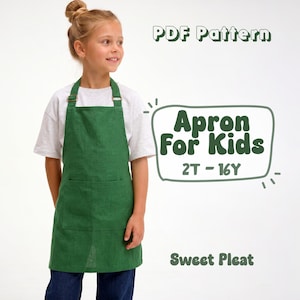 Kid's Apron Sewing  Pattern For Children Apron Pattern For Toddlers And Teens Overalls Pattern (PDF Download 2T - 16Y)