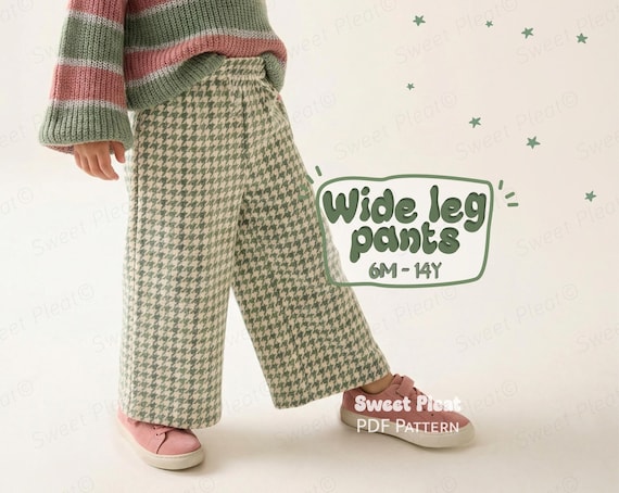 Simple Pants Pattern For Kids Wide Leg Pants Sewing Pattern For Children 6M - 14Y (PDF Download)