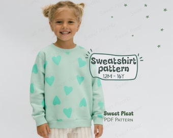 Sweatshirt Schnittmuster für Kinder, Kinder Pyjama Schnittmuster für Kleinkinder, Baby Mädchen Top PDF Schnittmuster