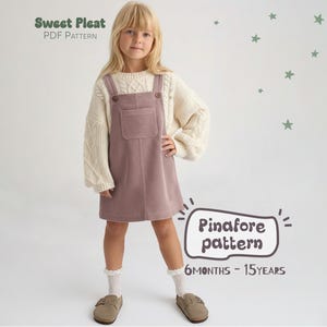 Wykrój na sukienkę dziecięcą (kombinezon) dla dziewczynek, wykrój na sukienkę-sukienkę dla dziewczynki, wykrój na sukienkę-ogrodniczki (PDF)