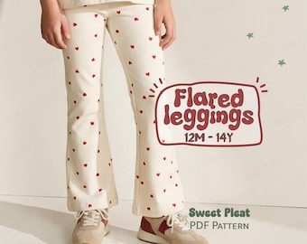Flare Leggings Pattern For Girls, Kids Yoga Pants Sewing Pattern For Children