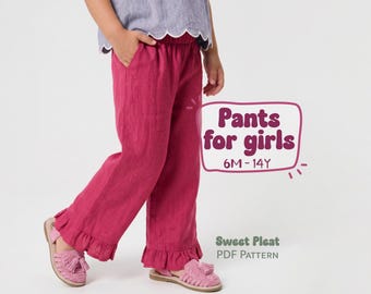 Schnittmuster für Mädchenhosen, Sommerhosen für Kleinkinder, Kinder 6 Monate - 14 Jahre (PDF-Download)