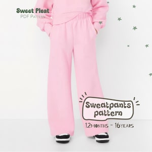 キッズスウェットパンツの型紙、子供用パジャマパンツの縫製型紙、女の子用ベビーPDF型紙