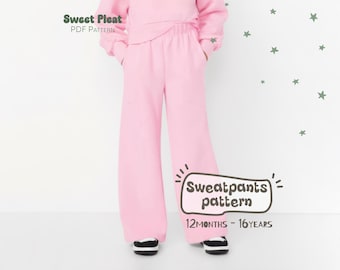 Kids Sweatpants Pattern, Childrens PJ's Pants Sewing Pattern, Baby Girl PDF Patterns