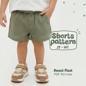 Mönster för barnshorts, bomullsshorts, mönster för linneshorts för pojkar 2T - 14Y (PDF-nedladdning)