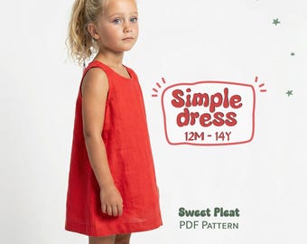 Girl's Dress Sewing Pattern For Kids Overall Dress Pattern For Children, Dungarees Dress PDF Sewing Pattern