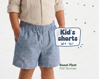 Kid's Shorts Pattern For Toddlers And Teens Shorts Sewing Pattern For Children, Simple Cotton Shorts Pattern For Beginners