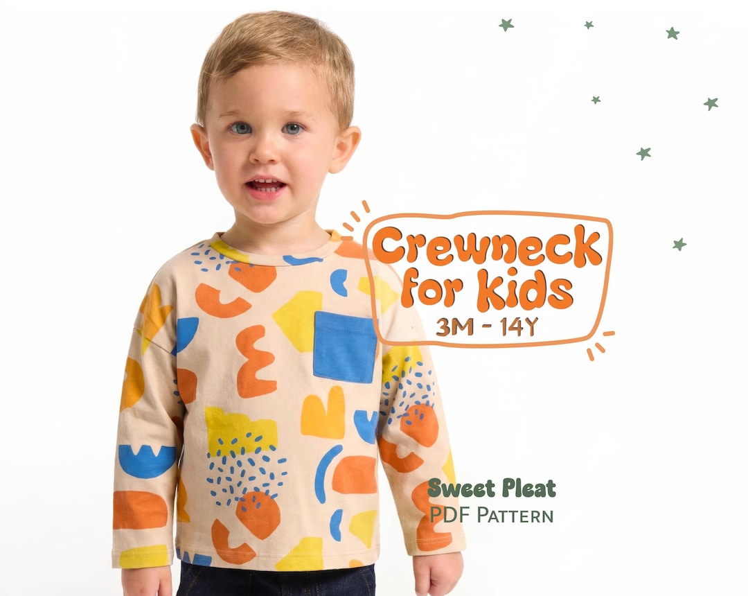 Crewneck Top Pattern for Kids Pajama Top Sewing Pattern for Toddlers ...