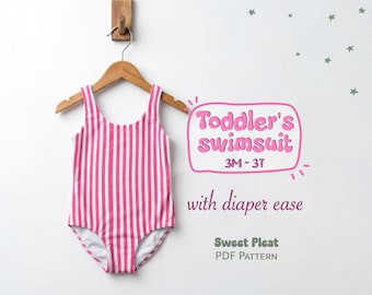 Swimsuit With Diaper Ease Sewing Pattern For Kids Bathing Suite Pattern For Children Bikini Sewing Pattern For Toddlers