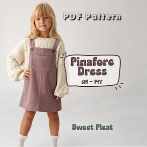 Patron de couture pour robe salopette enfant, patron de robe tablier pour bébé fille, patron de couture PDF pour robe salopette