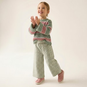 Cotton Pants Pattern For girls - Kid's Pants With Pockets Sewing Pattern For Woven Fabrics, PDF Patterns For Children, simple pants pattern for kids, linen pants pattern for children, children's pants pattern for girls, trousers pants pattern for kids, pajama pants pattern, elastic waistband pants pattern, wide leg pants pattern for kids, pdf sewing patterns for kids, kid's pants pattern, toddler pants pattern, sewing pattern for toddlers, baby boy pants pattern