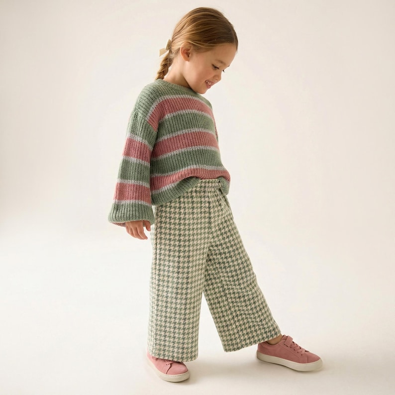 Cotton Pants Pattern For girls - Kid's Pants With Pockets Sewing Pattern For Woven Fabrics, PDF Patterns For Children, simple pants pattern for kids, linen pants pattern for children, children's pants pattern for girls, trousers pants pattern for kids, pajama pants pattern, elastic waistband pants pattern, wide leg pants pattern for kids, pdf sewing patterns for kids, kid's pants pattern, toddler pants pattern, sewing pattern for toddlers, baby boy pants pattern