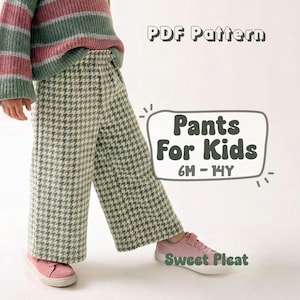 Simple Pants Pattern For Kids Wide Leg Pants Sewing Pattern For Children 6M - 14Y (PDF Download)