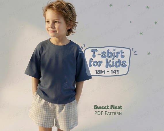 Kid's T-Shirt Sewing Pattern For Children, Loose Fit T-Shirt Pattern For Boys, Childrens T-Shirt Sewing Pattern