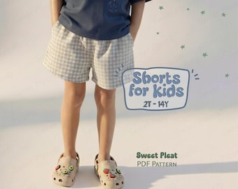 Simple Shorts Pattern For Kids Cotton Shorts Sewing Pattern For Children 2T - 14Y (PDF Download)