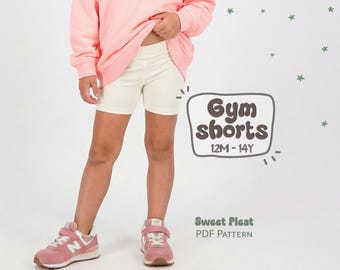 Girl's Shorts Sewing Pattern For Kids, Gym Shorts Pattern For Kids, Stretch Shorts Pattern For Kids