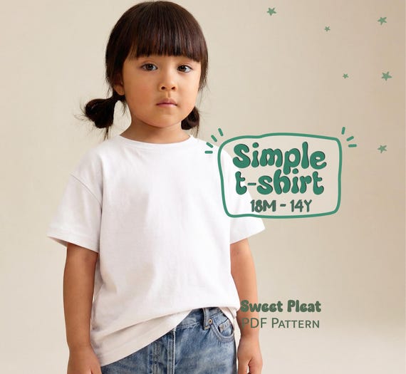 Simple T-Shirt Pattern For Kids, Basic T-Shirt Pattern For Girls, Childrens T-Shirt Sewing Pattern