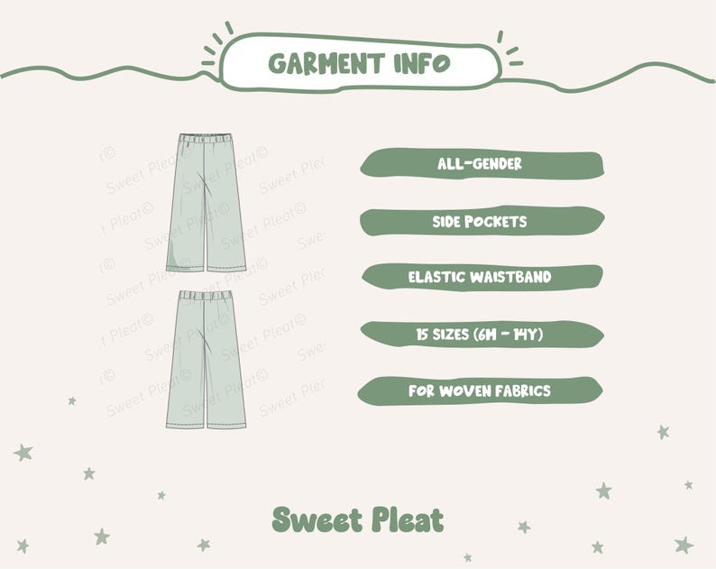 Cotton Pants Pattern For girls - Kid's Pants With Pockets Sewing Pattern For Woven Fabrics, PDF Patterns For Children, simple pants pattern for kids, linen pants pattern for children, children's pants pattern for girls, trousers pants pattern for kids, pajama pants pattern, elastic waistband pants pattern, wide leg pants pattern for kids, pdf sewing patterns for kids, kid's pants pattern, toddler pants pattern, sewing pattern for toddlers, baby boy pants pattern